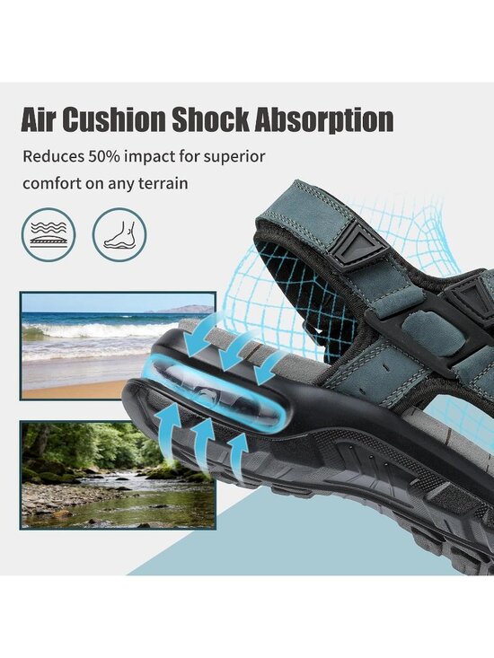Men\'s Grey Arch Support Outdoor Non Slip Athletic Durable Hiking Sandal Shoes main image 5